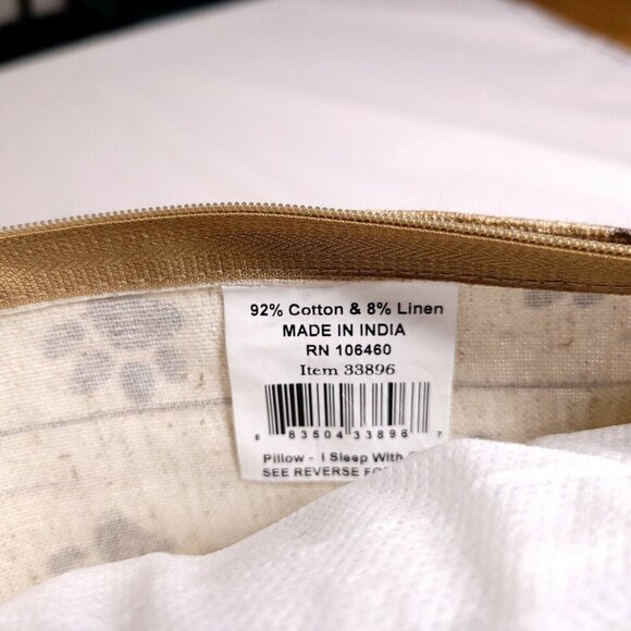 I Sleep With Cats Rustic Print Throw Pillow 12 X 12 in Cotton Linen Blend Gift - Picture 4 of 5